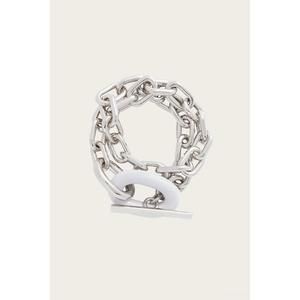 NEW RABANNE women's link chain bracelet in silver/white